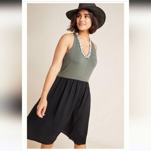 Anthropologie Dolan green black cotton mini dress size small medium